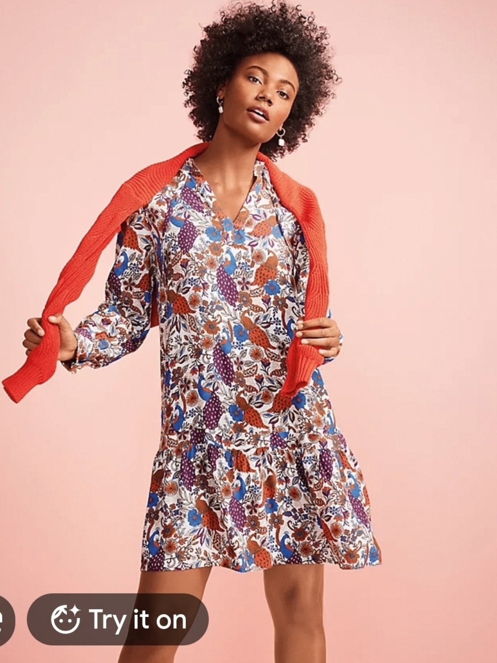 LOFT Viscose Floral V-Neck Tiered Mini Dress Size M